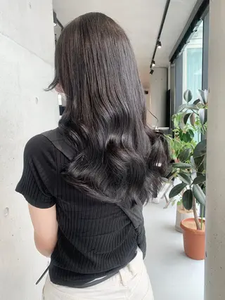 セミロング カラー 透明感/オリーブ/ グレージュ/YUKAのヘアスタイル