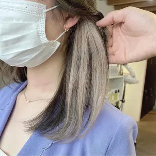ミディアム カラー ヘアアレンジ 切りっぱなしボブ/ デザインカラー店長のヘアスタイル