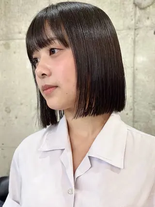 ショート 切りっぱなしボブ/ デザインカラー店長のヘアスタイル