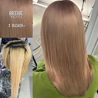 ミディアム カラー hair&beauty geen 東大宮店所属・あんず/ワンカラー ベージュ/明るめのヘアスタイル