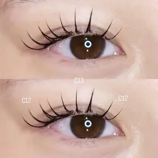 マツエク・マツパ 岩戸優奈 束感まつげ ピンク/ベージュのヘアスタイル