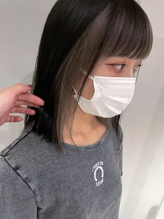 ミディアム 美髪矯正/艶カラー ボブ/栄/鐘ヶ江純也のヘアスタイル