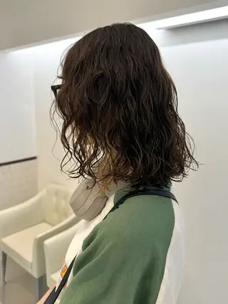 ミディアム パーマ ZENKO表参道店所属・デジタルパーマ 🌀ボブ　萩原　龍のヘアスタイル