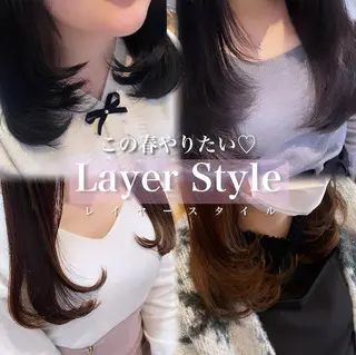 セミロング 上品♡韓国レイヤー ‎🤍のの‎🤍のヘアスタイル