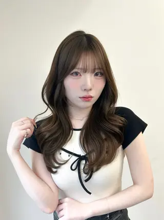 ロング カラー 韓国ヘア/顔周り ヘアセット/加藤優里のヘアスタイル