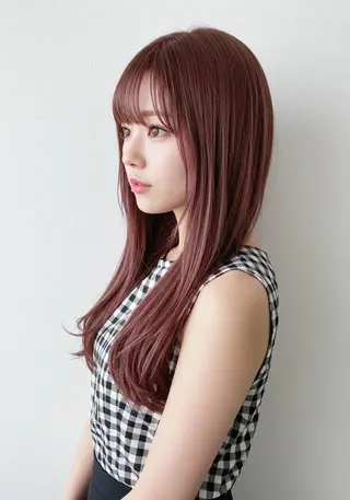 カラー セミロング mizu kiのヘアスタイル