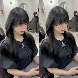 ロング カラー パーマ キッズ 透明感カラー×艶矯正 カット特化/さくらのヘアスタイル