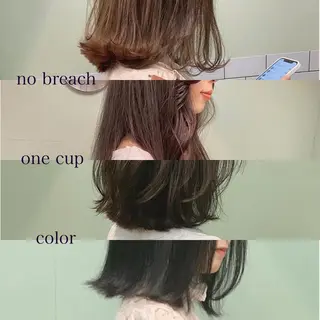 ミディアム カラー 髪質改善ｶﾗｰ ｹｱﾌﾞﾘｰﾁ/ﾀﾑのヘアスタイル