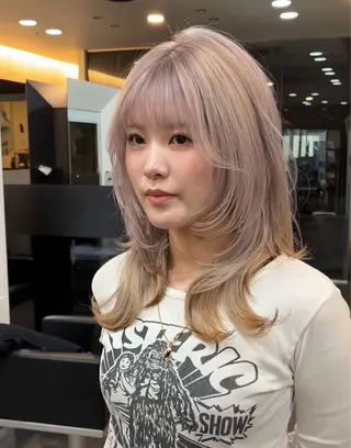セミロング カラー BIGOUDI  salon所属・ブリーチなし/ ベージュ/ayumuのヘアスタイル