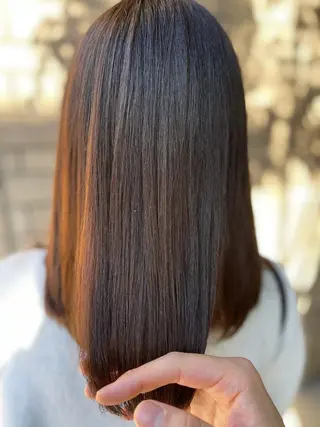 セミロング パーマ 髪質改善/縮毛矯正 /ブリーチ矯正/岡部のヘアスタイル