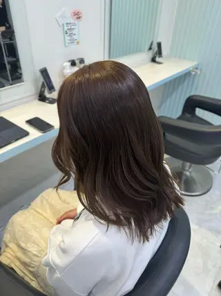 セミロング 🩷モテ髪＆透明感 🩷ミルクティー🩷のヘアスタイル