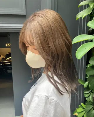 ミディアム カラー 髪質改善/縮毛矯正 /美髪カラー/こてのヘアスタイル