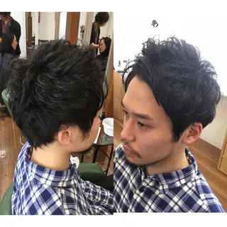 ショート ヘアアレンジ メンズ PALETTE(パレット)所属・SHIORI💜口コ ミNo.1艶カラーのヘアスタイル