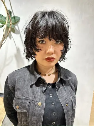 ミディアム カラー パーマ remi ボブレイヤー/パーマのヘアスタイル