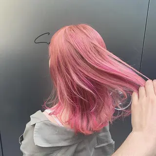 ミディアム カラー インナーカラー/天神 ブリーチ/吉田のヘアスタイル