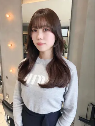 セミロング カラー ワンホン/韓国ヘア 🤍amiのヘアスタイル