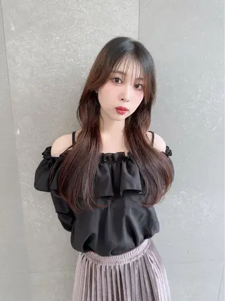 セミロング カラー 山崎/ボブ縮毛矯正 レイヤー髪質改善のヘアスタイル