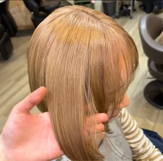 ミディアム 🎀ハイトーン/ 艶カラー/夕月🎀のヘアスタイル