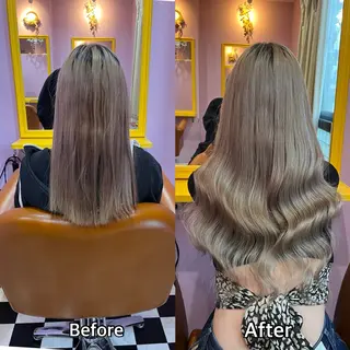 ロング シール＋ちび編み込み エクステ梅田🐨のヘアスタイル