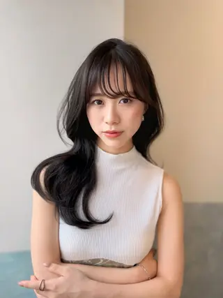 セミロング La Bonheur hair reve 池袋西口所属・コテ巻き風パーマ /志村大成のヘアスタイル