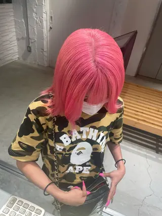 セミロング カラー 艶ハイトーン👑♡ NATSUKIのヘアスタイル