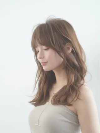 セミロング カラー パーマ 韓国×髪質改善💊 似合わせ/武田涼のヘアスタイル