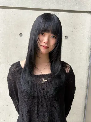 ロング カラー パーマ/カラーモデル ななほのヘアスタイル