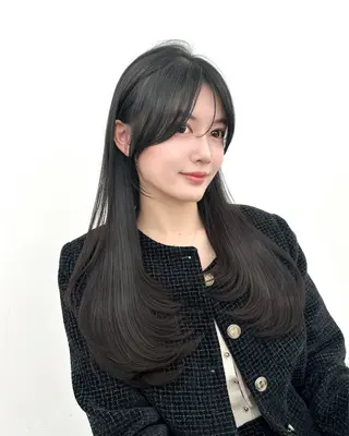 セミロング カラー 🇰🇷韓国風くびれ ヘア🇰🇷中村優大のヘアスタイル