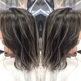 ミディアム カラー 縮毛/レイヤー 韓国/橋口のヘアスタイル