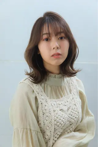 ミディアム コテ巻きパーマ/韓国 パーマ/佐野のヘアスタイル