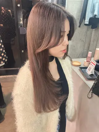 セミロング カラー ✨最安値✨エクステ カラー🌼つきな🌼のヘアスタイル