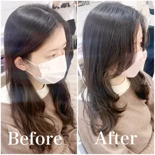 ロング ブリーチなしダブル/ レイヤーカット 小棹のヘアスタイル