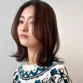 セミロング カラー 🌱小顔ヘア/ボブ ミディアム/双葉🌱のヘアスタイル