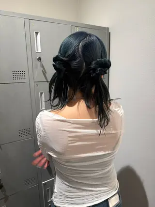 セミロング ヘアアレンジ ブリーチ/アレンジ 天満/chihiroのヘアスタイル