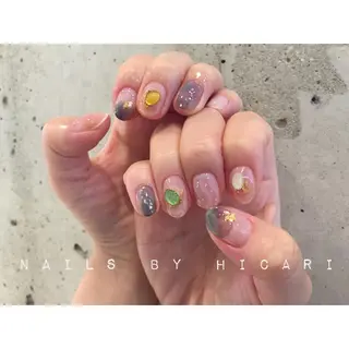 ショート カラー ネイル マツエク・マツパ illum hicariのネイルデザイン