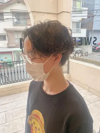 ミディアム パーマ メンズ ‪🌿パーマ大好評 メンズヘア🌿ワタルのヘアスタイル