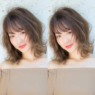 ミディアム salowin 原宿 aroa所属・韓国／ハッシュカット ／透明感カラー／金野のヘアスタイル