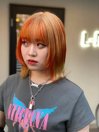 ミディアム カラー sunc所属・梅田l大人韓国ヘア レイヤー×艶カラーのヘアスタイル