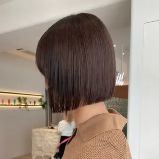 ショート カラー 渋谷／タッセルボブ ／顔周り/加邊凌也のヘアスタイル