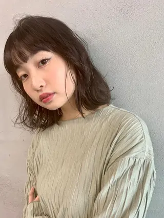 ミディアム カラー パーマ ヘアアレンジ メンズ キッズ ネイル マツエク・マツパ #tag 稗田綾加のヘアスタイル