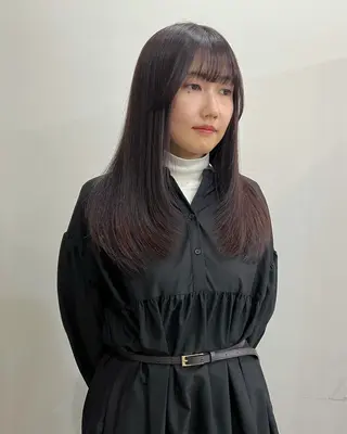 セミロング カラー 切りっぱなしボブ/ ブリーチカラー/大塚のヘアスタイル