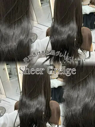 ロング カラー 赤み消し/オリーブ カーキ/福田れんのヘアスタイル