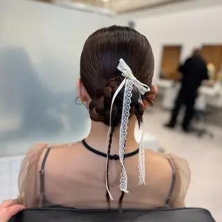 ミディアム ヘアアレンジ 縮毛矯正+モテカラー 🎀✨mihoのヘアスタイル