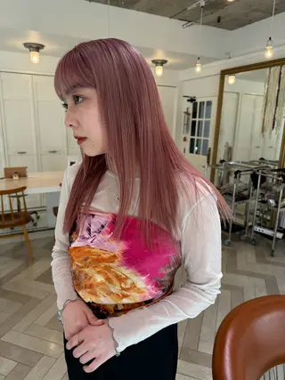 カラー ブリーチカラー🎀 韓国風/寺門美優のヘアスタイル