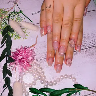 セミロング ネイル USAMiMi 🐰💕のネイルデザイン