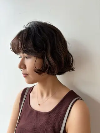 パーマ ボブ/ミディアム 親しみやすさ/さくらのヘアスタイル