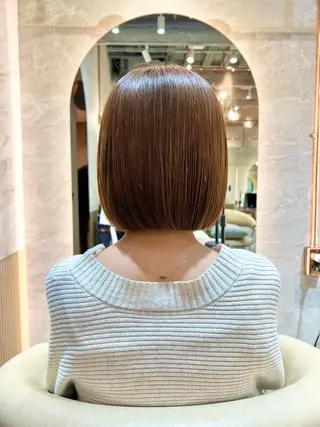 ショート カラー ボブ/巻ける縮毛矯正 /韓国レイヤーはなのヘアスタイル