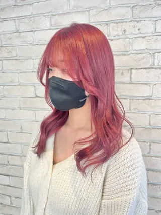 セミロング カラー ハイトーンカラー シールエクステのヘアスタイル