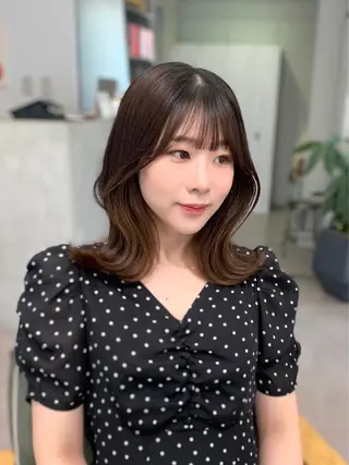 ミディアム 🎀韓国風顔周り× 透明感/梅田/アリサのヘアスタイル
