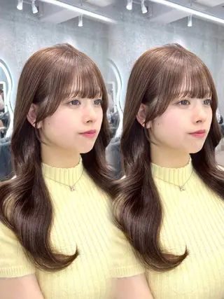 セミロング カラー 美髪矯正 ブリーチな しダブル🍒❤ゆうきのヘアスタイル